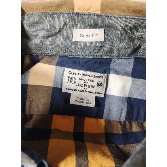 J.Crew Mens Slim Fit Plaid Button Down Shirt Quality Woven Cotton Size Medium - Picture 6 of 10